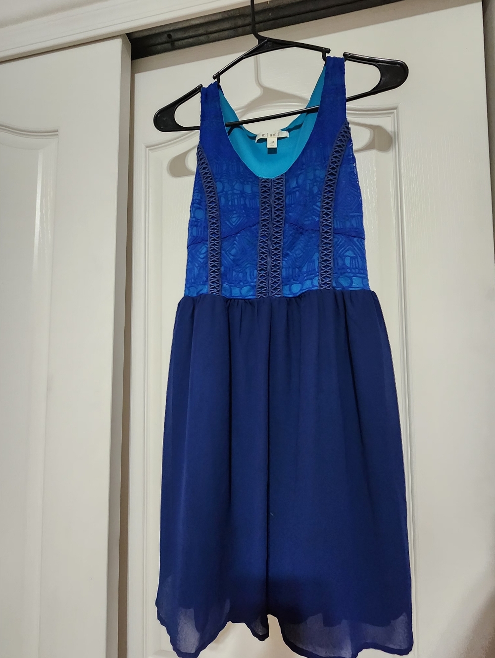 Miami Blue Lace Bodice Layered Royal-Blue Dress